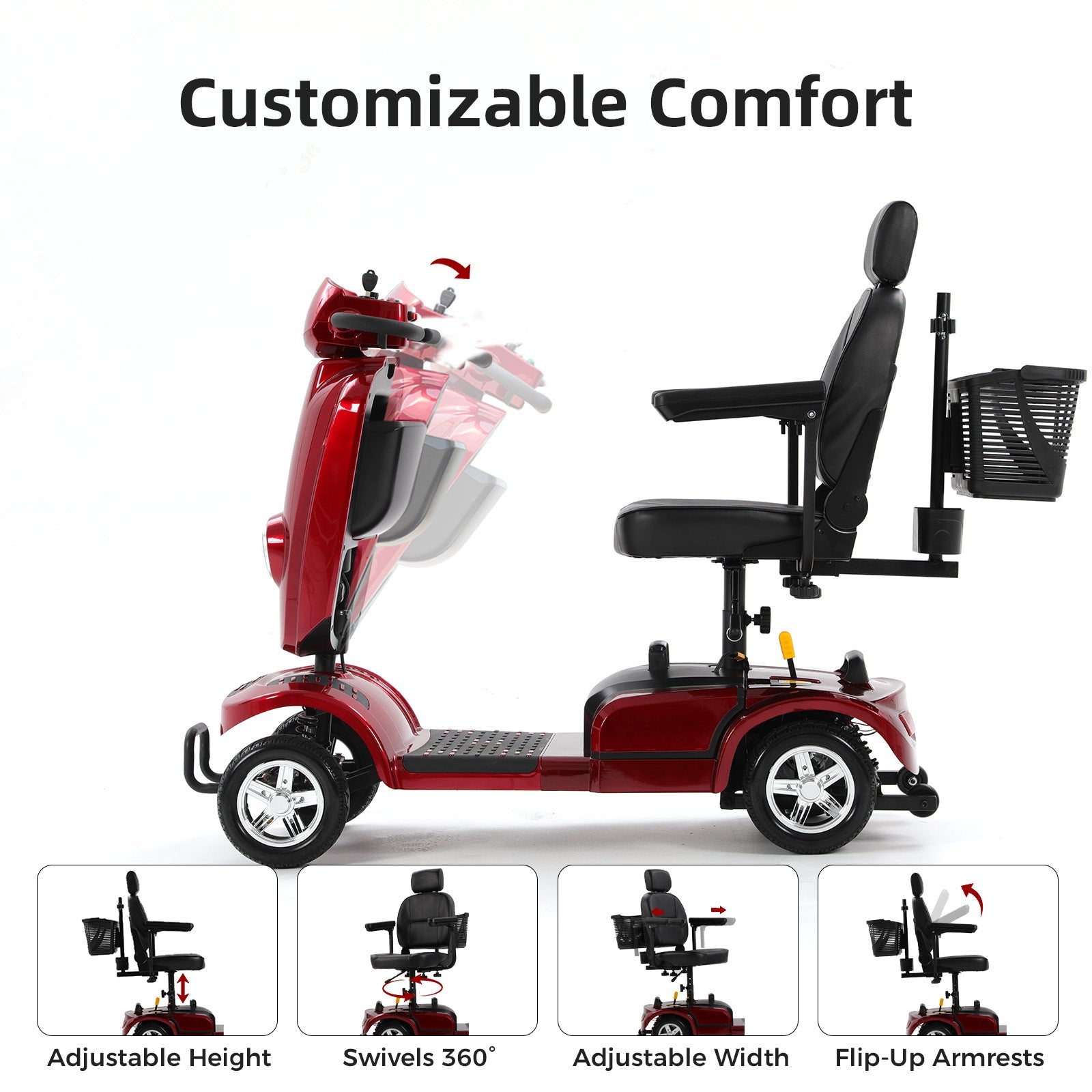 Ecomobi MS02 Plus Heavy Duty Mobility Scooter - 26 Miles Range - 28st - Class 3 Road Legal