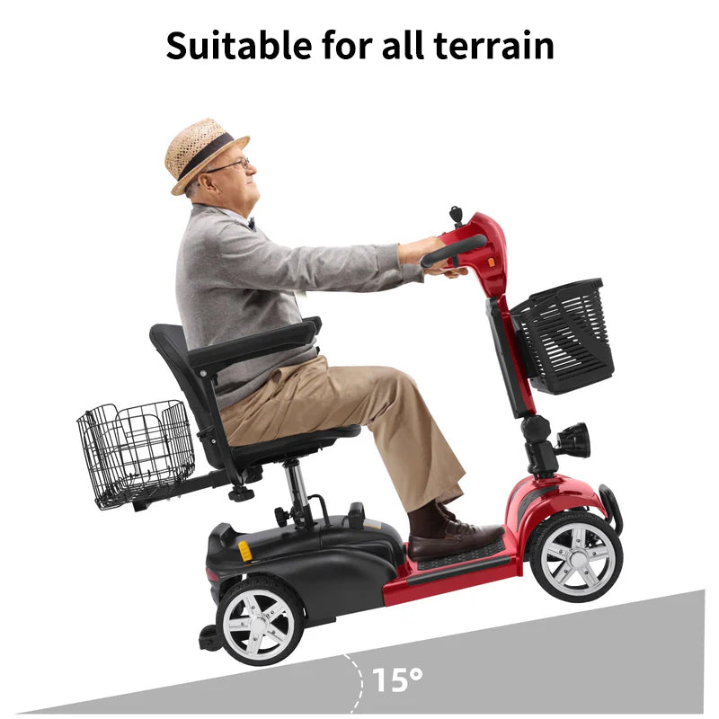 Ecomobi MS02 4-Wheel Mobility Scooter - 15 Miles (24km) Range - Stable & Compact Design