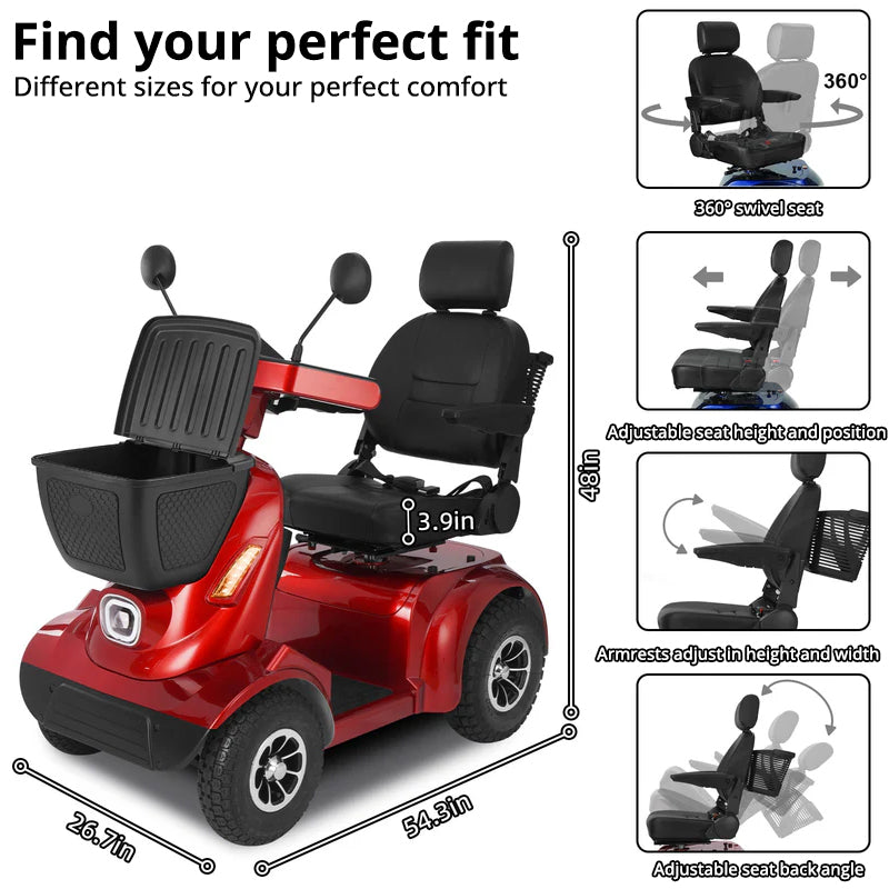 Ecomobi MS02 MAX Heavy Duty Mobility Scooter - 32 Miles (51km) Range - 35st (227kg) Capacity
