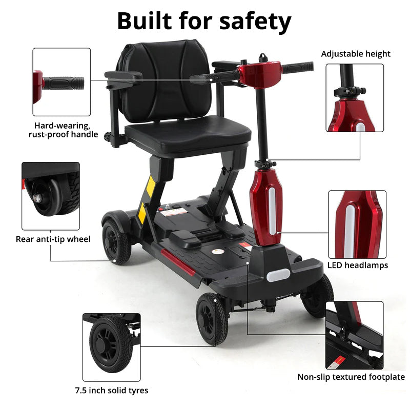 Ecomobi MS02-F Ultra Automatic Folding Mobility Scooter - 15 Miles (24km) Range - Flight Safe