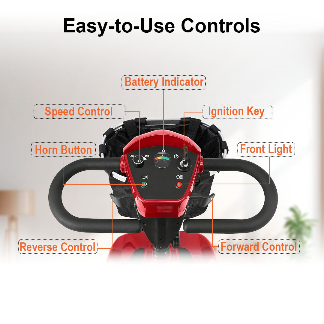 Ecomobi MS02 4-Wheel Mobility Scooter - 15 Miles (24km) Range - Stable & Compact Design-1