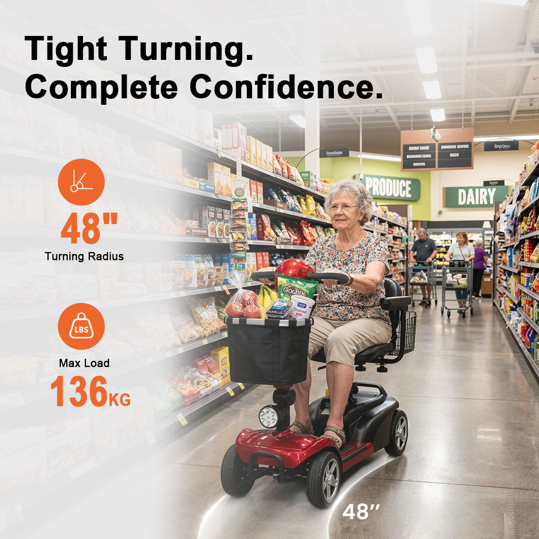 Ecomobi MS02 4-Wheel Mobility Scooter - 15 Miles (24km) Range - Stable & Compact Design-1