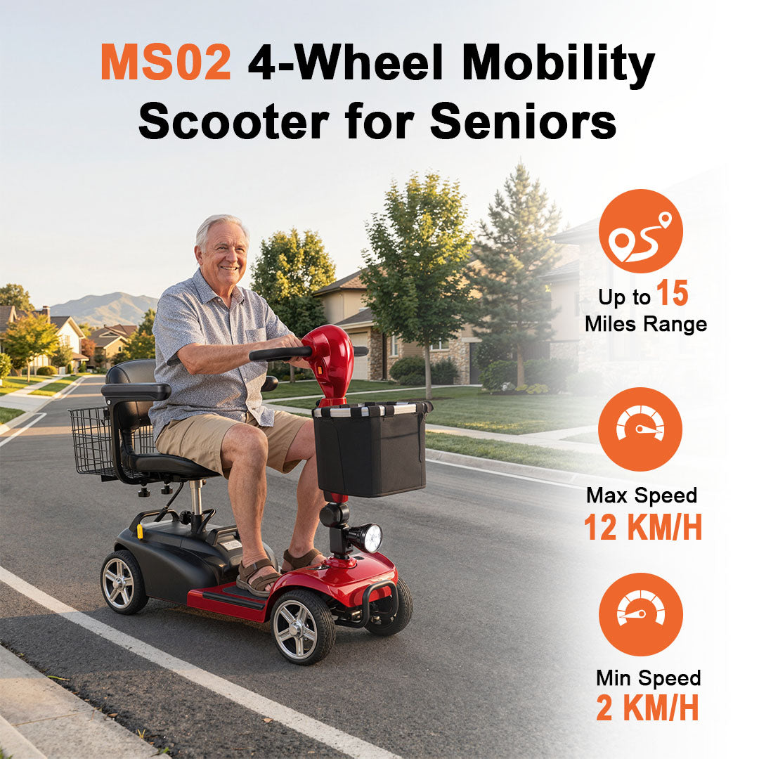 Ecomobi MS02 4-Wheel Mobility Scooter - 15 Miles (24km) Range - Stable & Compact Design-1