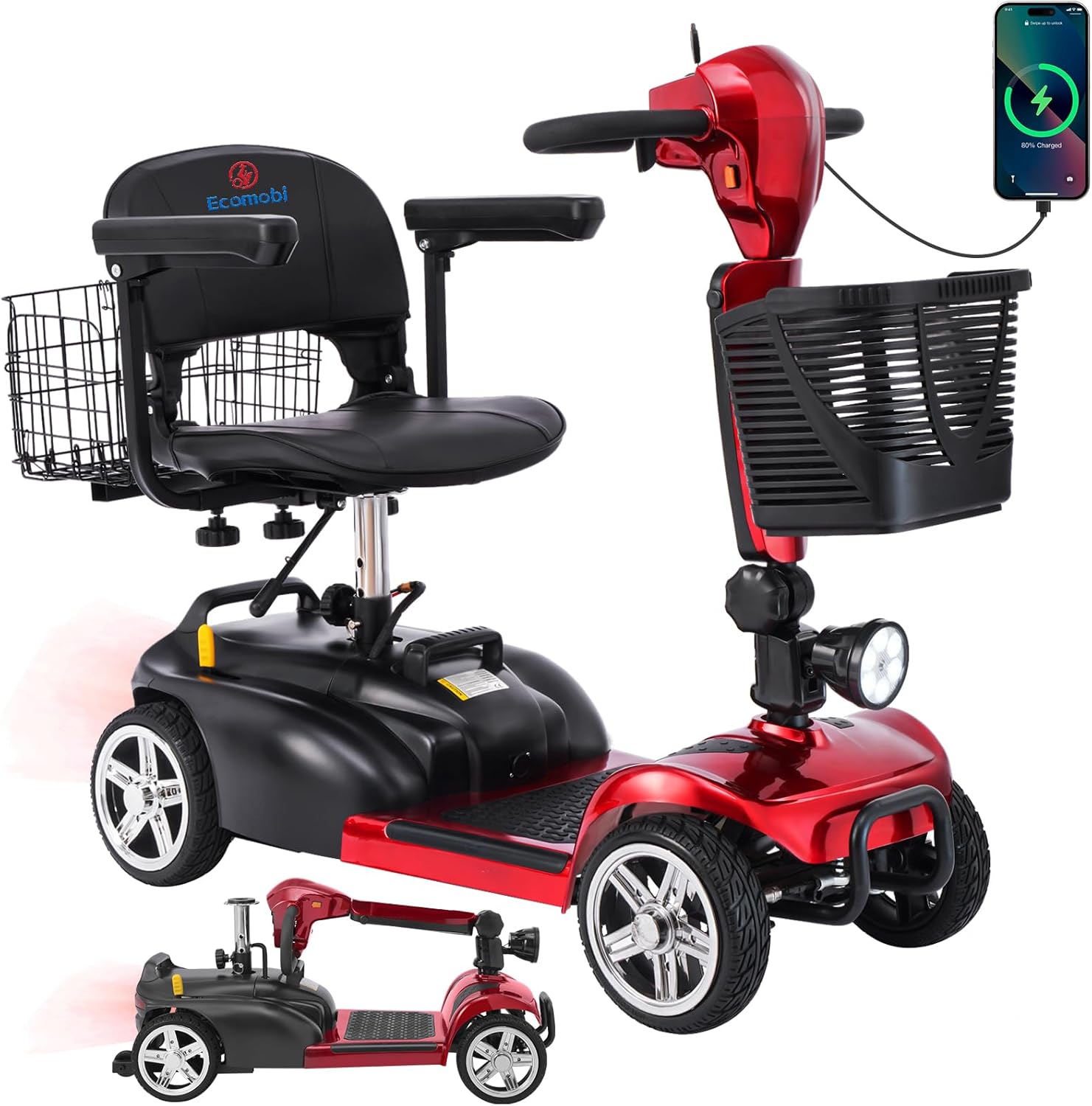 Ecomobi MS02 4-Wheel Mobility Scooter - 15 Miles (24km) Range - Stable & Compact Design