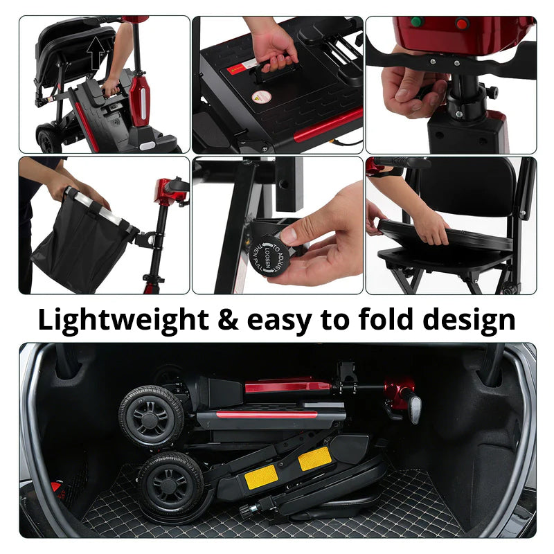 Ecomobi MS02-F Lightweight Folding Mobility Scooter - 15 Miles (24km) Range - One-Step Fold
