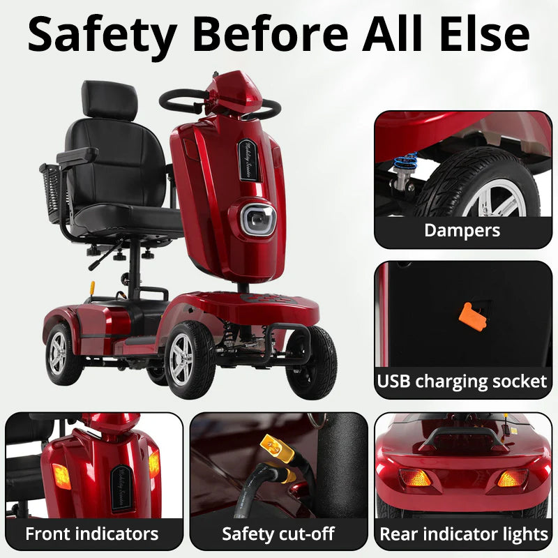 Ecomobi MS02 Plus Heavy Duty Mobility Scooter - 26 Miles Range - 28st - Class 3 Road Legal
