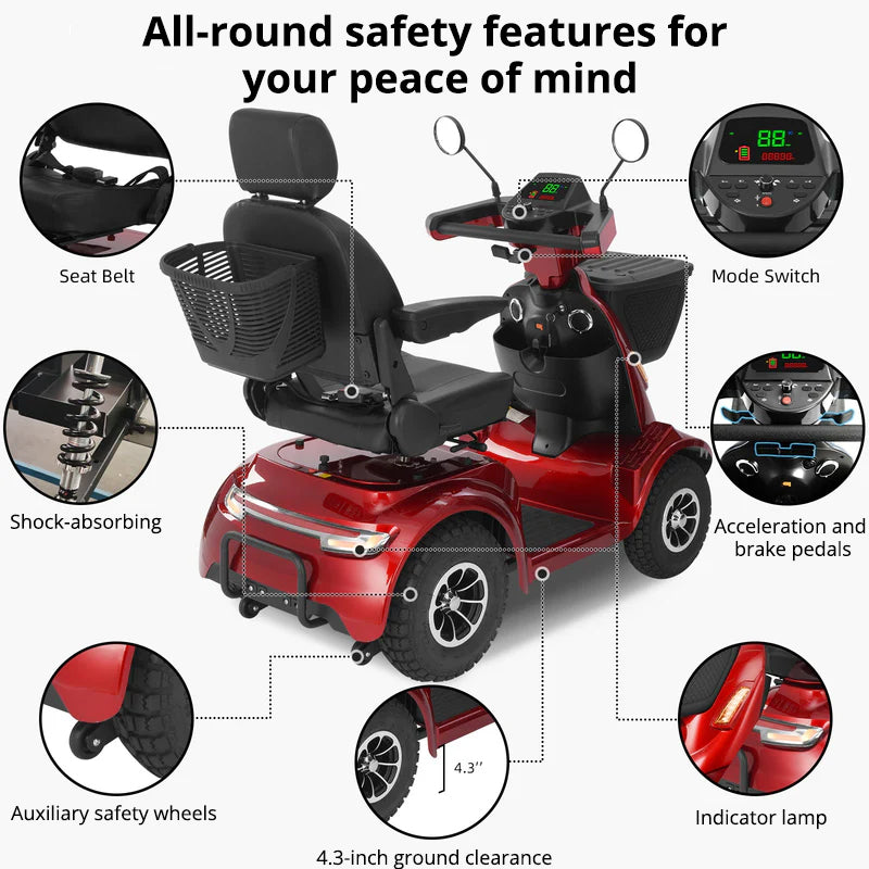 Ecomobi MS02 MAX Heavy Duty Mobility Scooter - 32 Miles (51km) Range - 35st (227kg) Capacity