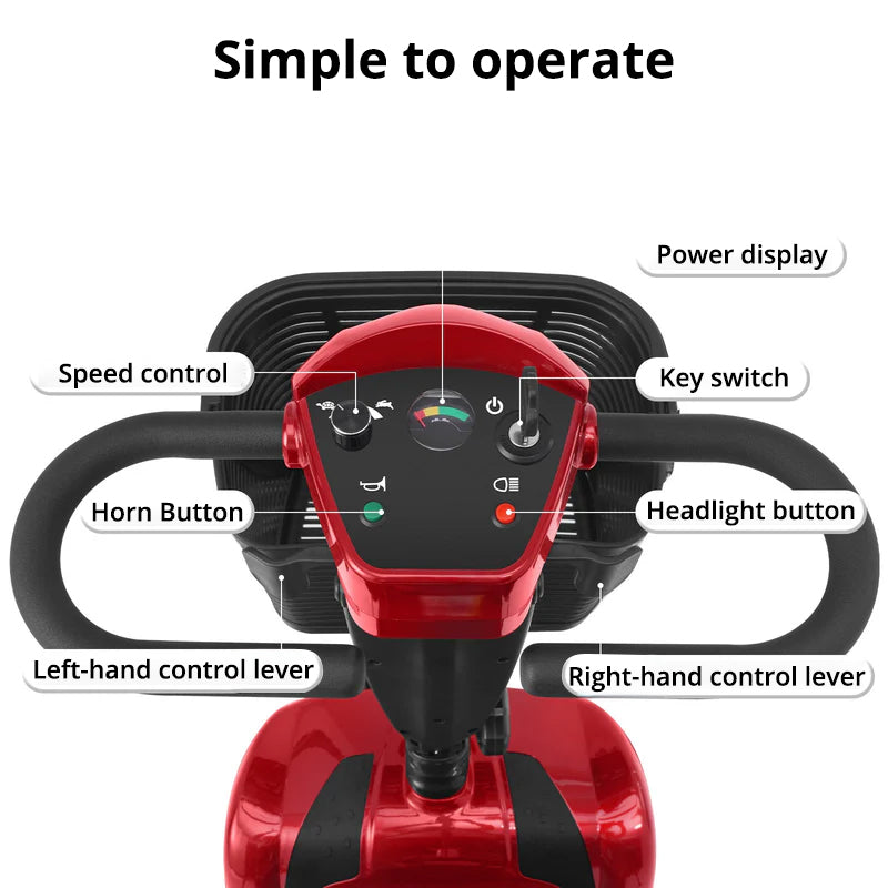 Ecomobi MS02 4-Wheel Mobility Scooter - 15 Miles (24km) Range - Stable & Compact Design