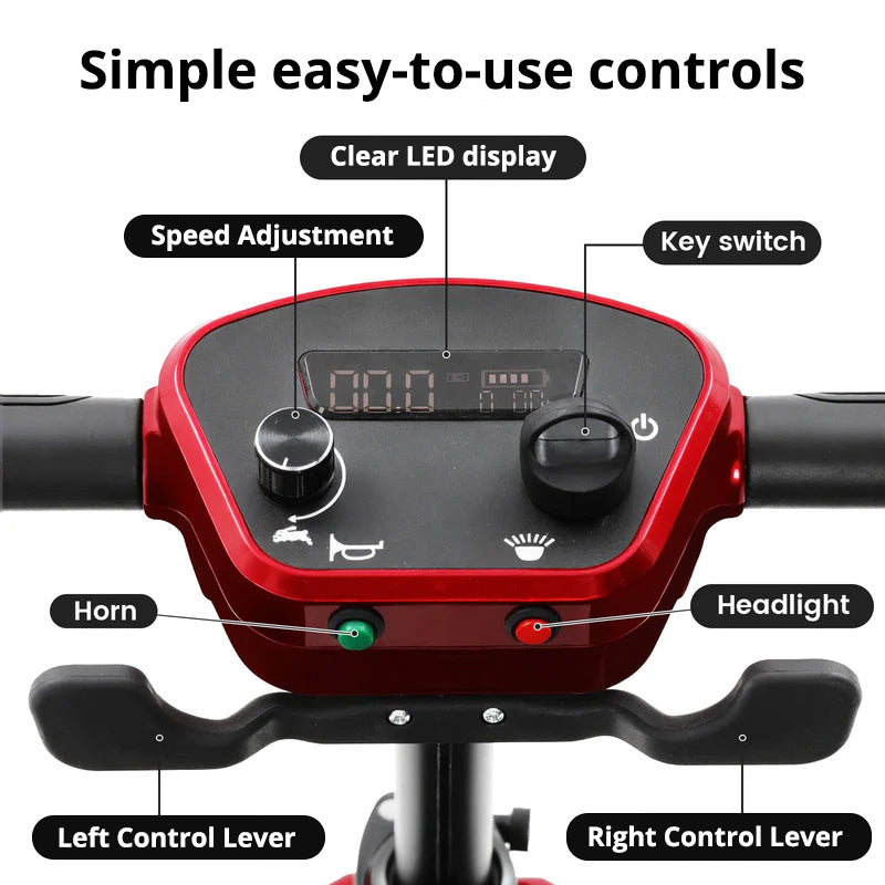Ecomobi MS02-F Lightweight Folding Mobility Scooter - 15 Miles (24km) Range - One-Step Fold
