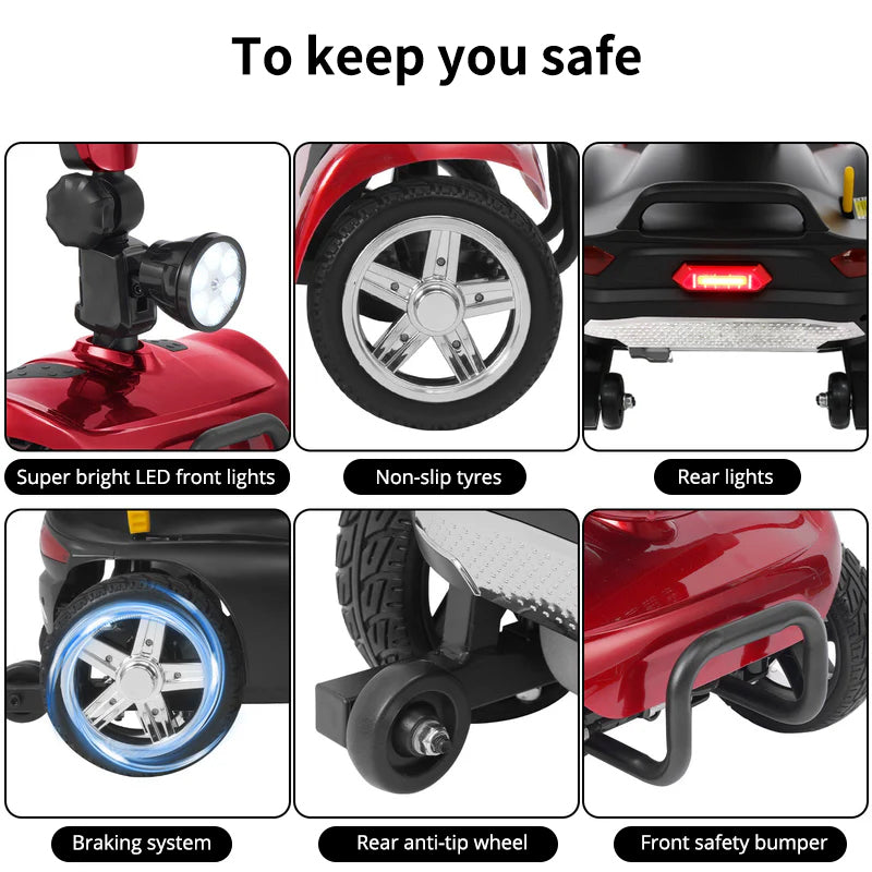 Ecomobi MS02 4-Wheel Mobility Scooter - 15 Miles (24km) Range - Stable & Compact Design