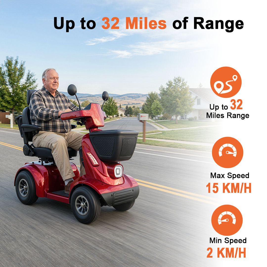 [ BACKORDER NOTICE ]Ecomobi MS02 MAX Heavy Duty Mobility Scooter - 32 Miles (51km) Range - 35st (227kg) Capacity