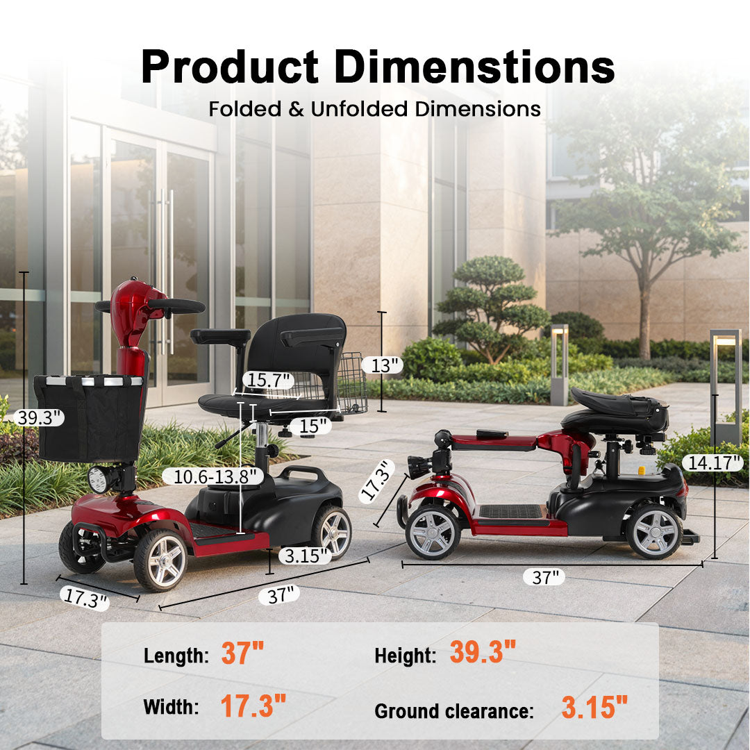 Ecomobi MS02 4-Wheel Mobility Scooter - 15 Miles (24km) Range - Stable & Compact Design-1