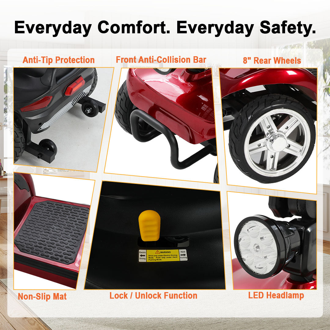 Ecomobi MS02 4-Wheel Mobility Scooter - 15 Miles (24km) Range - Stable & Compact Design-1