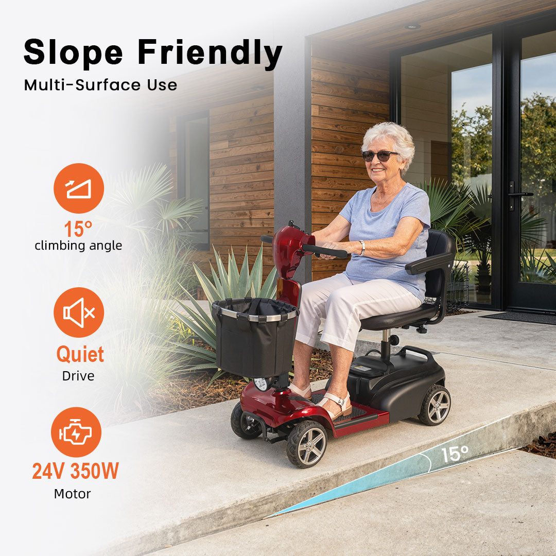 Ecomobi MS02 4-Wheel Mobility Scooter - 15 Miles (24km) Range - Stable & Compact Design-1