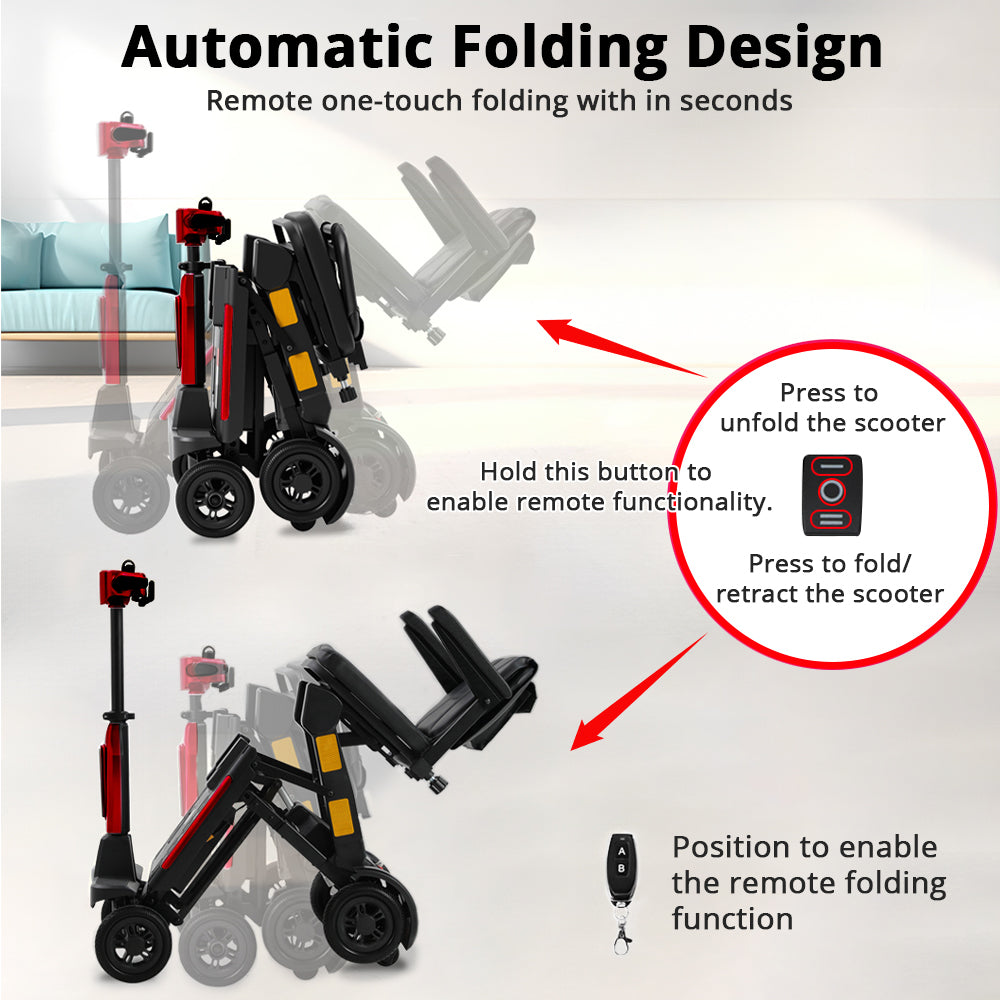 Ecomobi MS02-F Ultra Automatic Folding Mobility Scooter - 15 Miles (24km) Range - Flight Safe